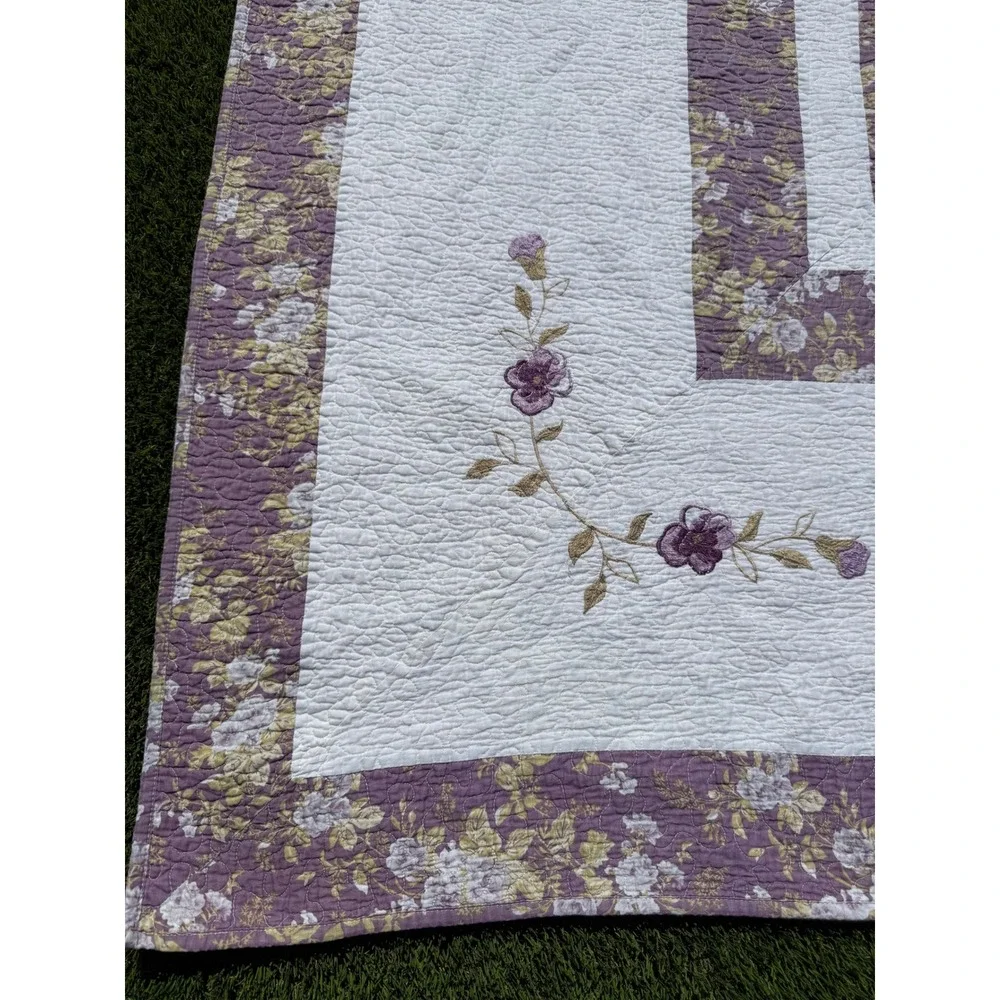 Better Homes & Gardens Purple Blossom Quilt & Sham Set Floral Rose Full/Queen